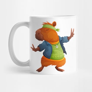 Cute capybara in hippie clothes Mug